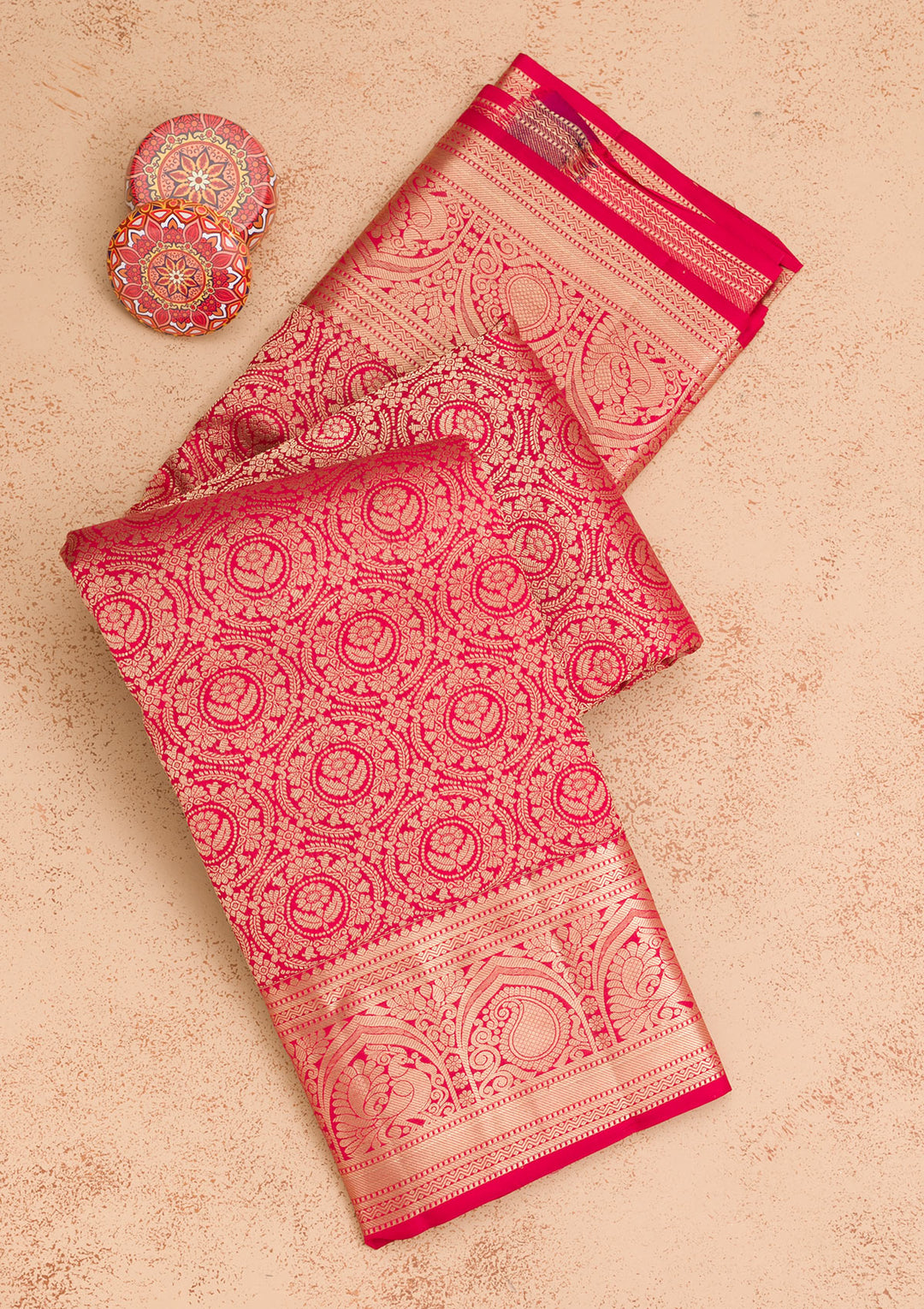 Magenta Pink Zariwork Pure Silk Saree