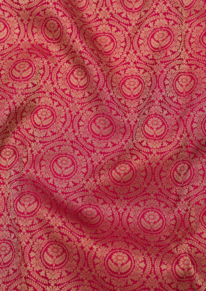 Magenta Pink Zariwork Pure Silk Saree