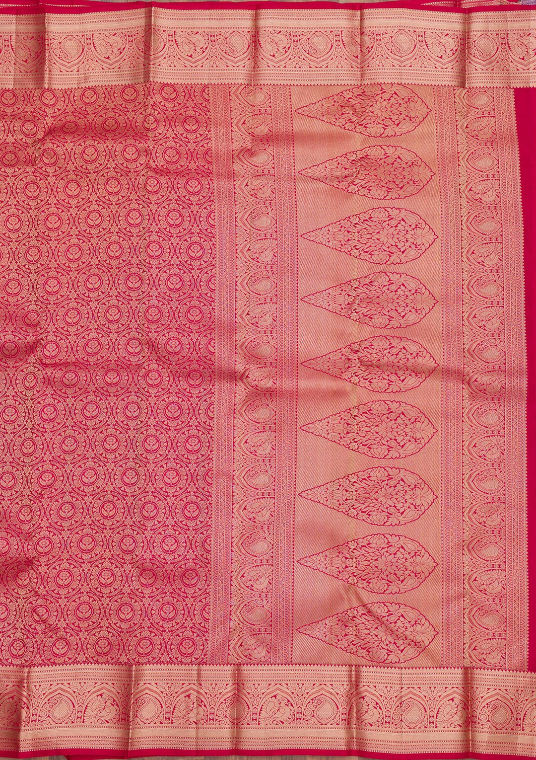 Magenta Pink Zariwork Pure Silk Saree
