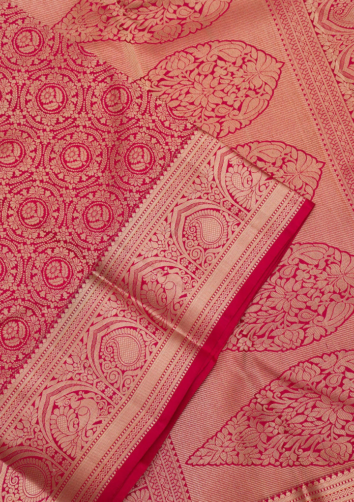 Magenta Pink Zariwork Pure Silk Saree