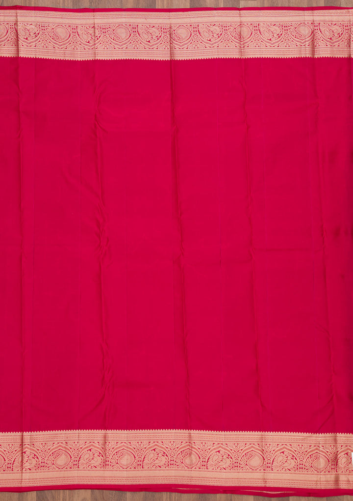 Magenta Pink Zariwork Pure Silk Saree