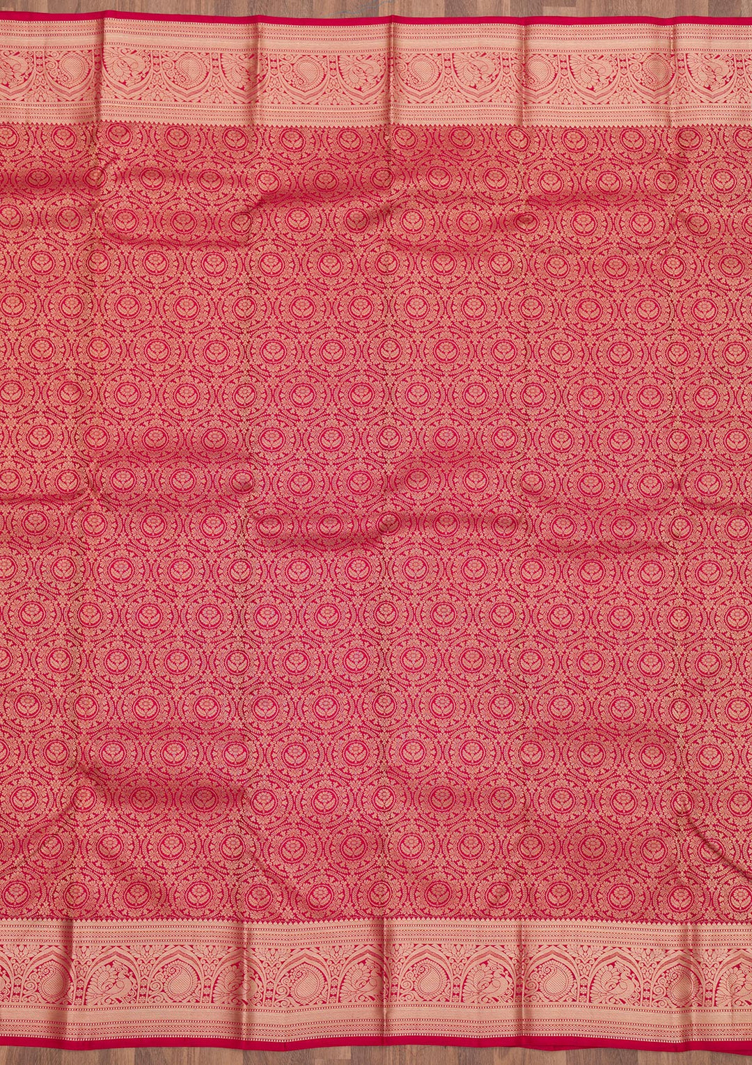 Magenta Pink Zariwork Pure Silk Saree