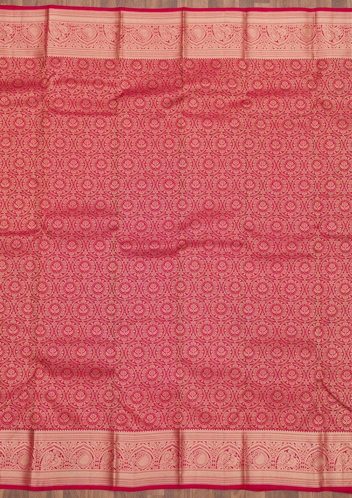 Magenta Pink Zariwork Pure Silk Saree