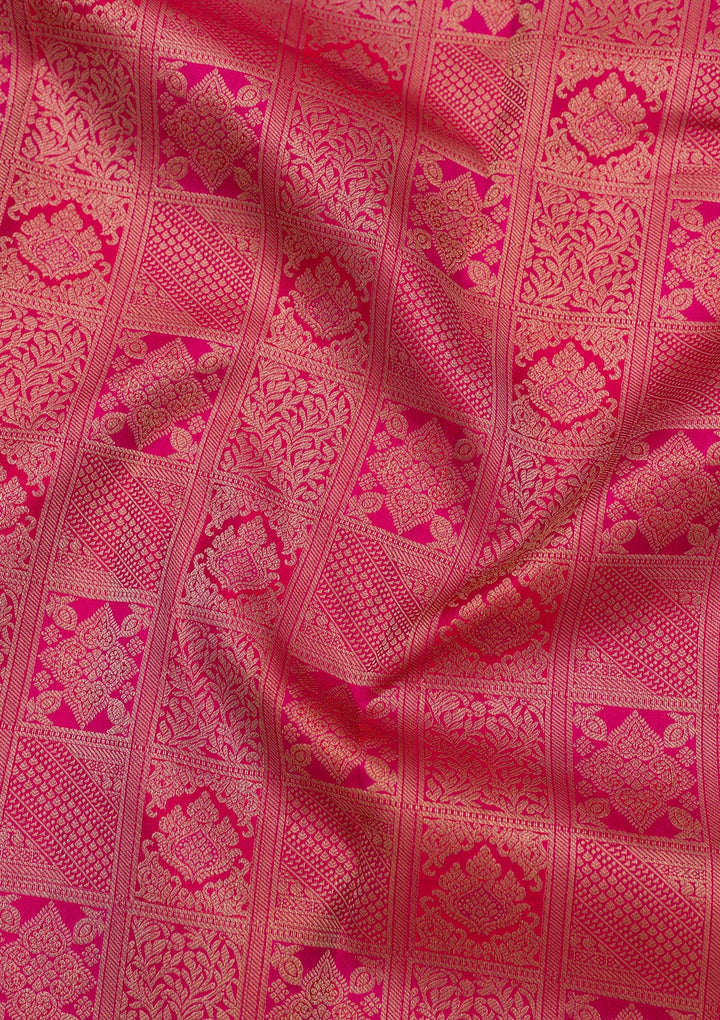 Magenta Pink Zariwork Pure Silk Saree