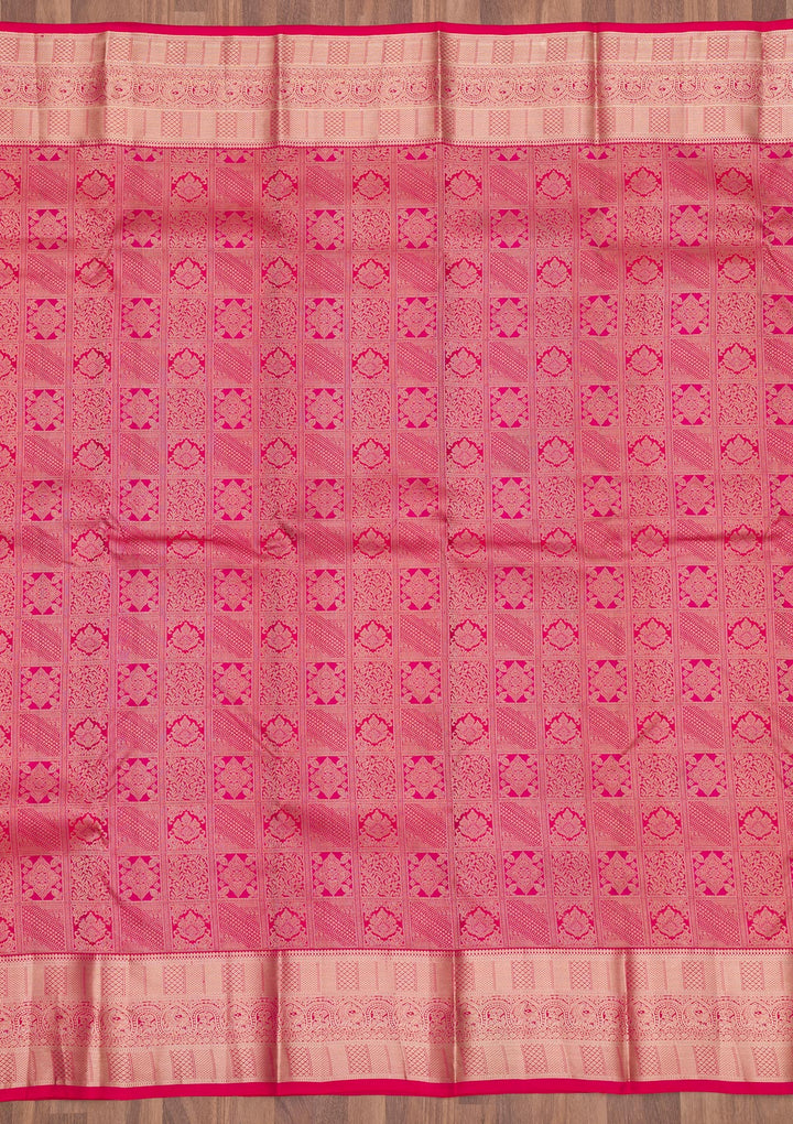 Magenta Pink Zariwork Pure Silk Saree