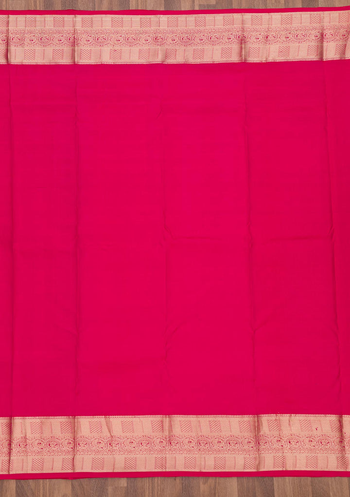 Magenta Pink Zariwork Pure Silk Saree