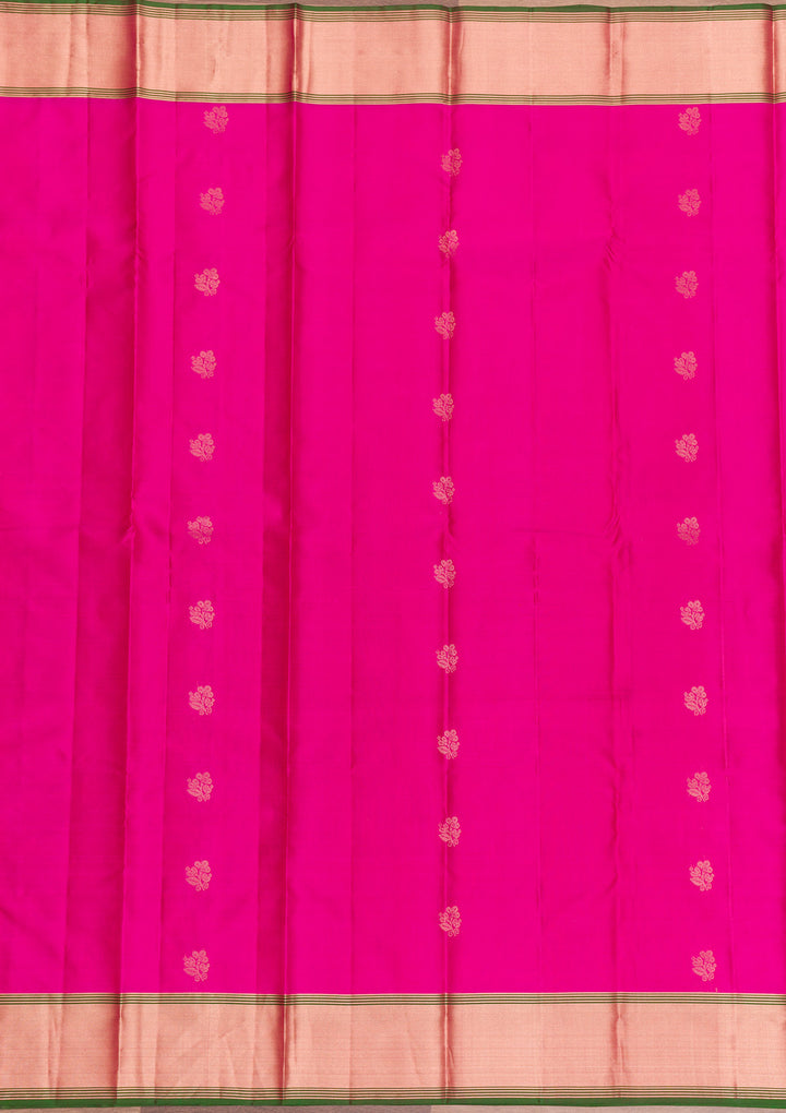 Magenta Pink Zariwork Pure Silk Saree-Koskii