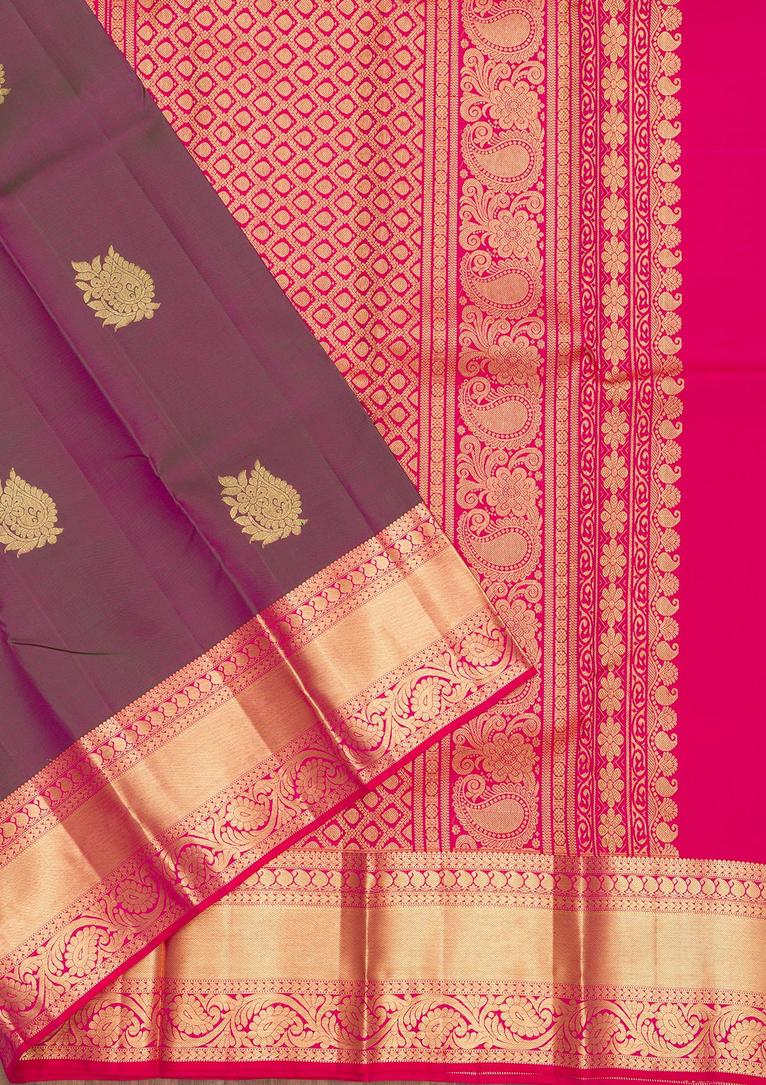 Magenta Pink Zariwork Banarasi Pure Silk Saree