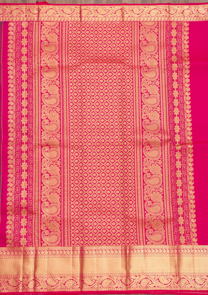 Magenta Pink Zariwork Banarasi Pure Silk Saree