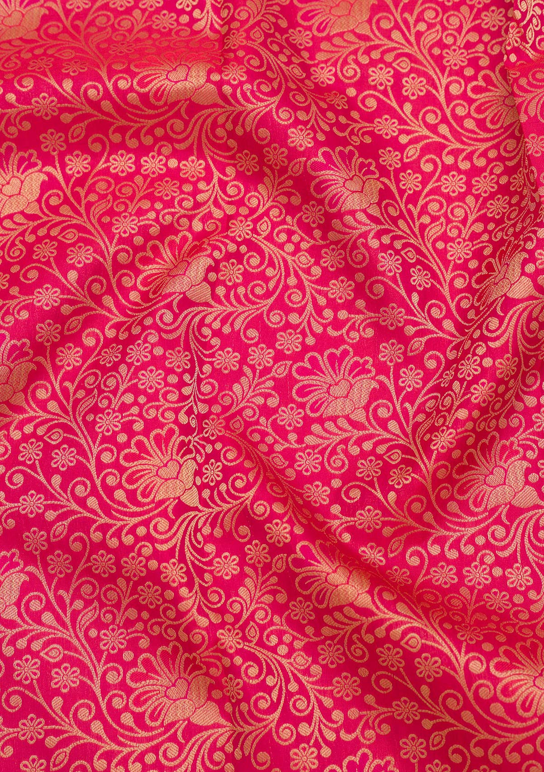 Magenta Pink Zariwork Pure Silk Saree