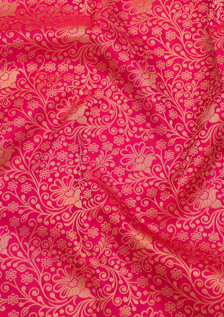 Magenta Pink Zariwork Pure Silk Saree