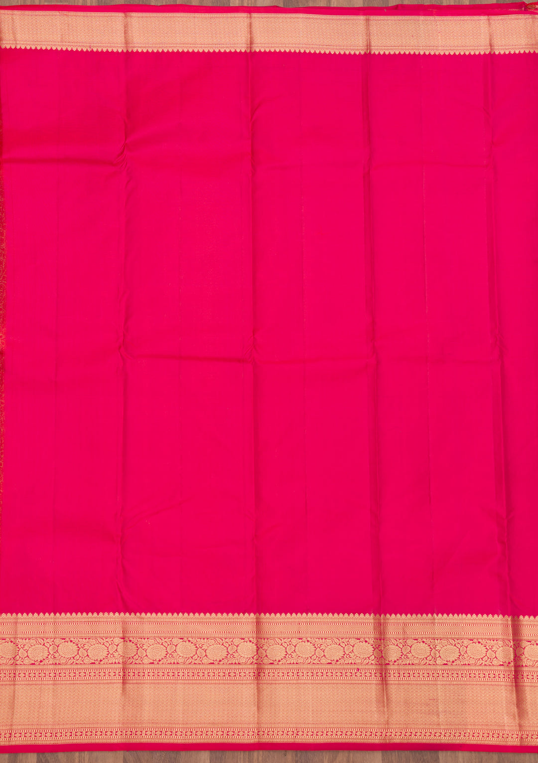 Magenta Pink Zariwork Pure Silk Saree