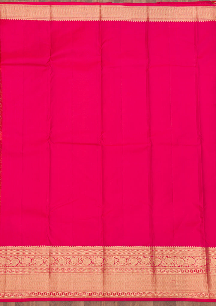 Magenta Pink Zariwork Pure Silk Saree