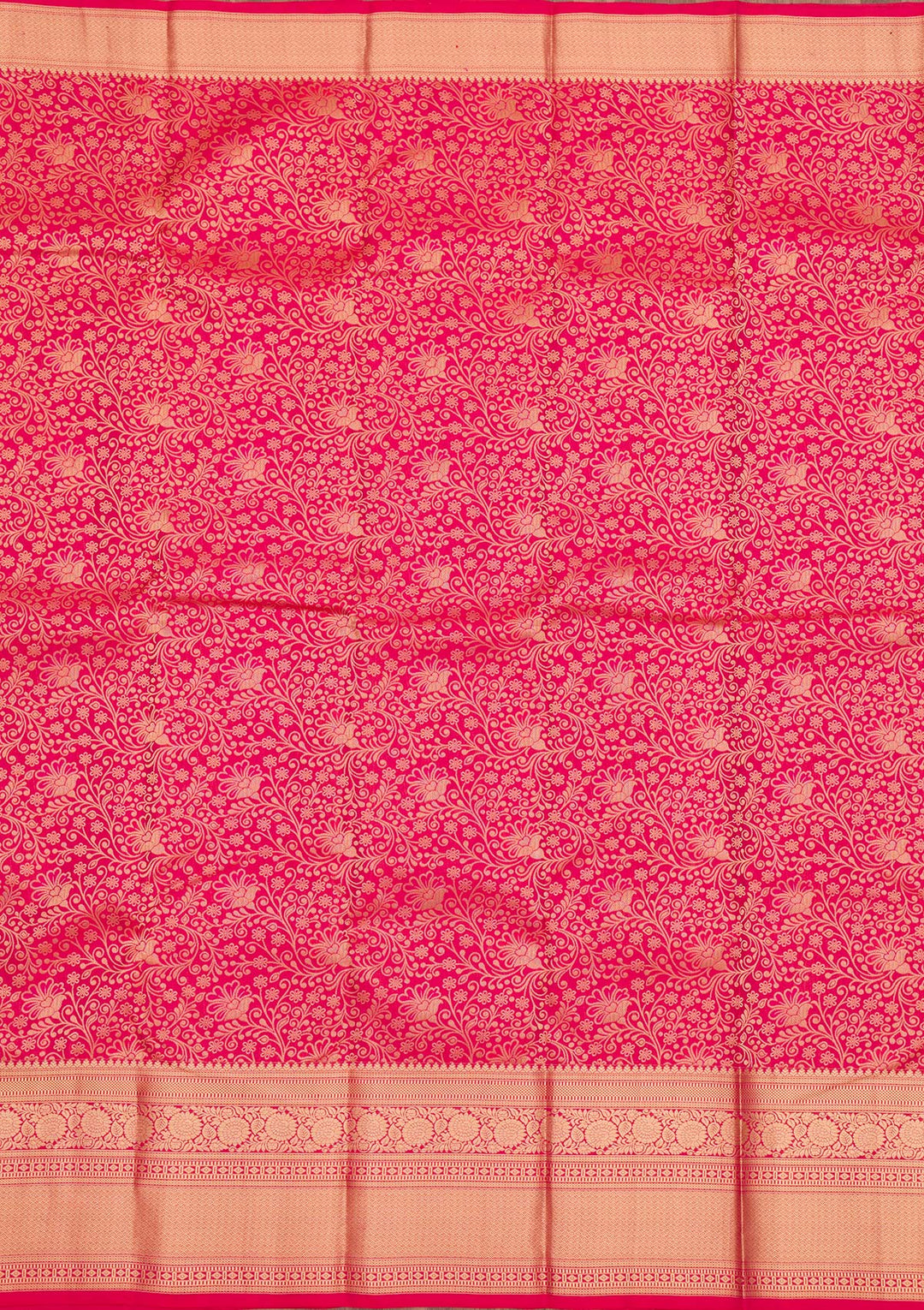 Magenta Pink Zariwork Pure Silk Saree