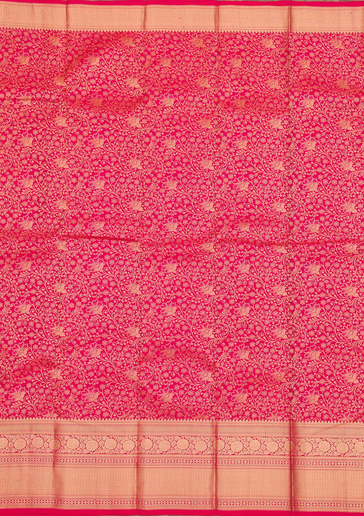 Magenta Pink Zariwork Pure Silk Saree
