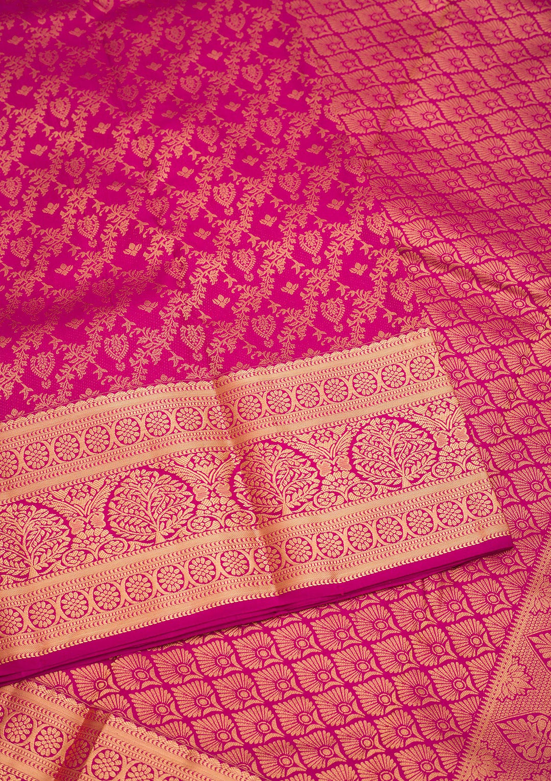 Magenta Pink Zariwork Pure Silk Saree