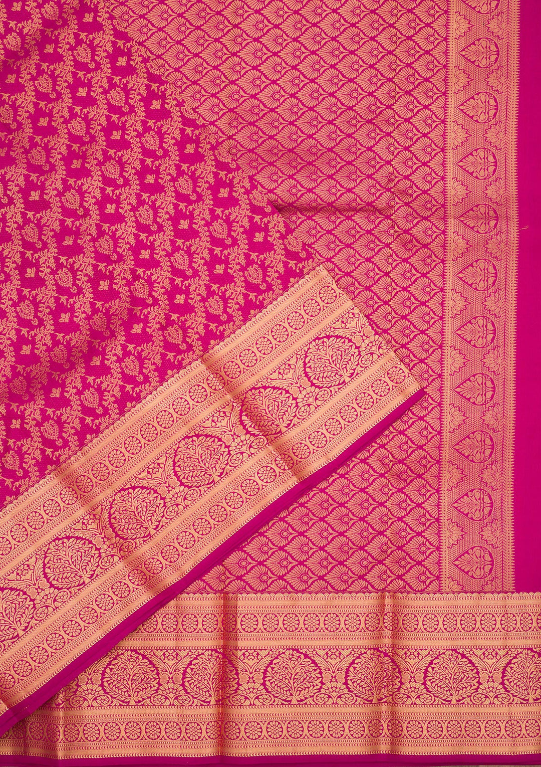 Magenta Pink Zariwork Pure Silk Saree