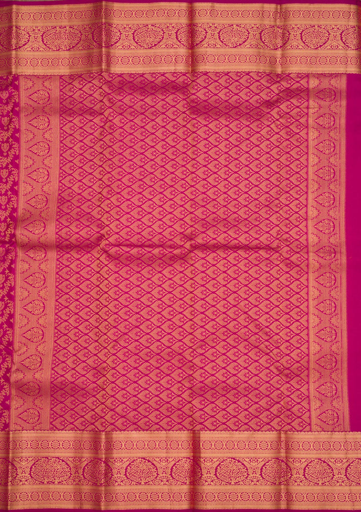 Magenta Pink Zariwork Pure Silk Saree