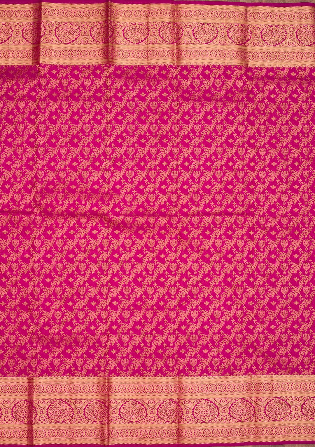 Magenta Pink Zariwork Pure Silk Saree