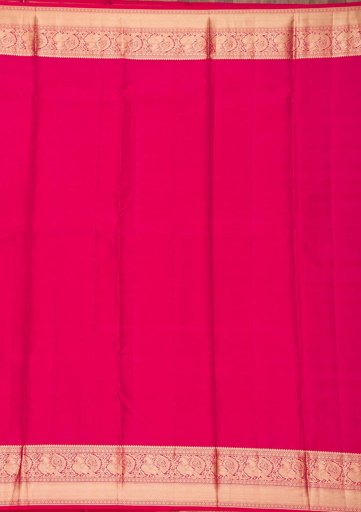 Magenta Pink Zariwork Pure Silk Saree