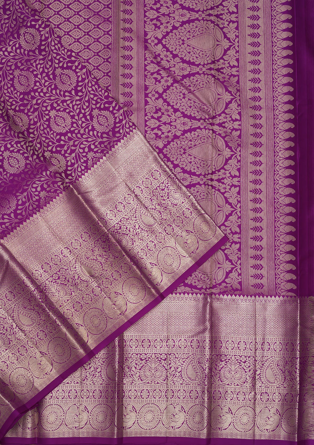 Magenta Pink Zariwork Pure Silk Saree