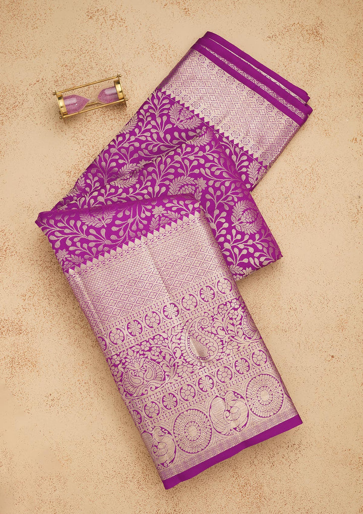 Magenta Pink Zariwork Pure Silk Saree