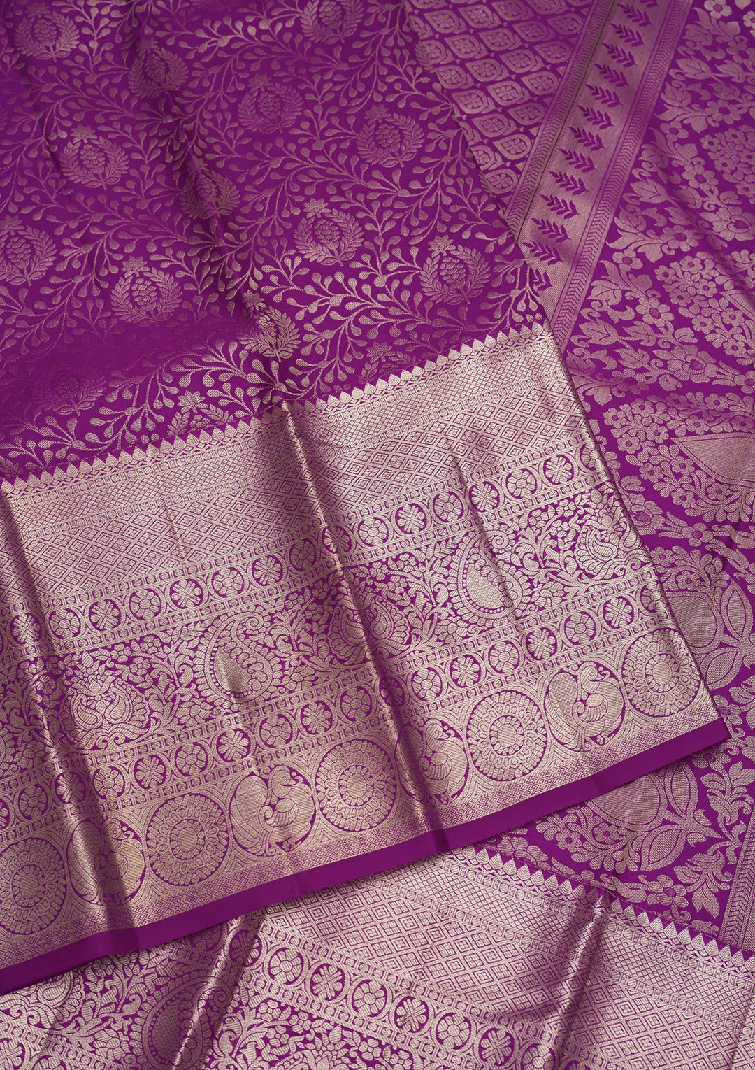 Magenta Pink Zariwork Pure Silk Saree