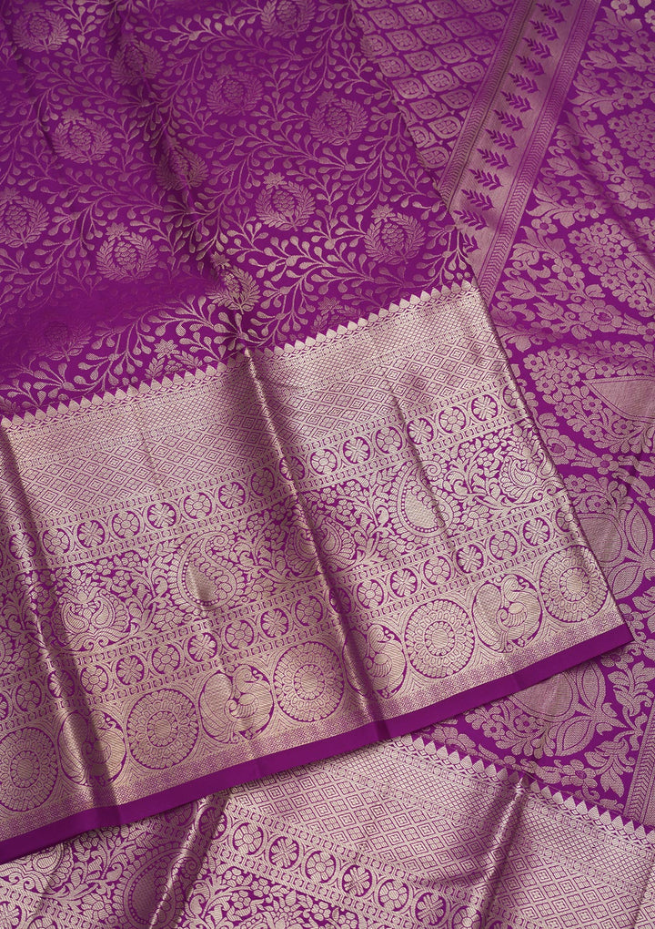 Magenta Pink Zariwork Pure Silk Saree