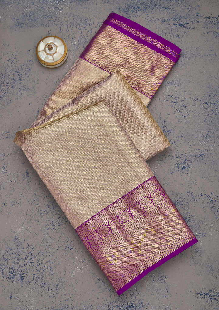 Beige Zariwork Pure Silk Saree