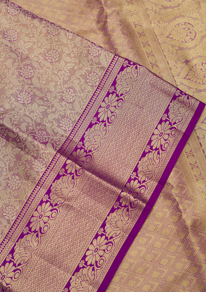 Magenta Pink Zariwork Pure Silk Saree