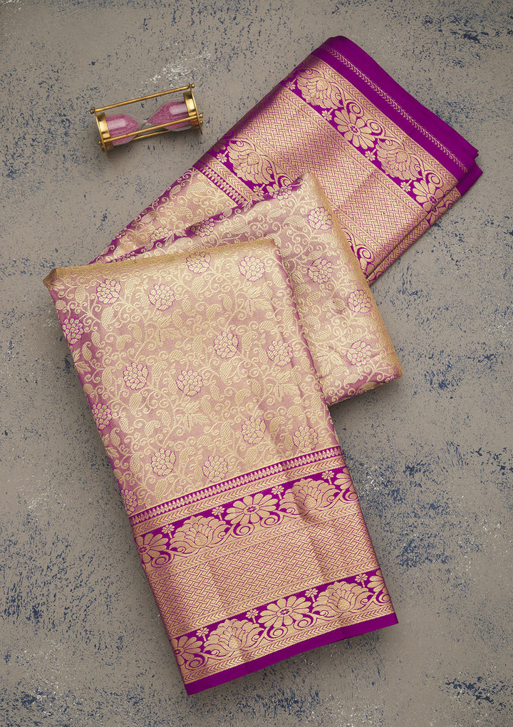 Magenta Pink Zariwork Pure Silk Saree