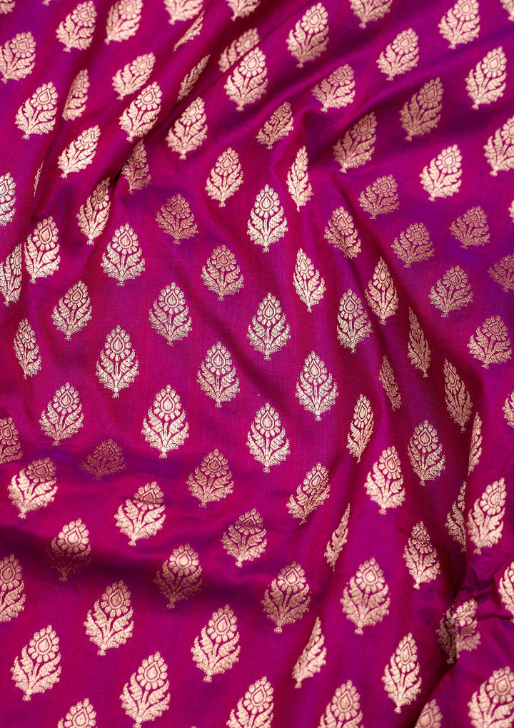 Magenta Pink Zariwork Pure Silk Saree