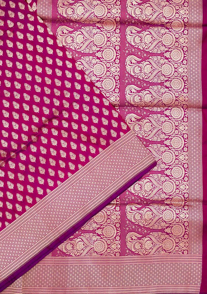 Magenta Pink Zariwork Pure Silk Saree