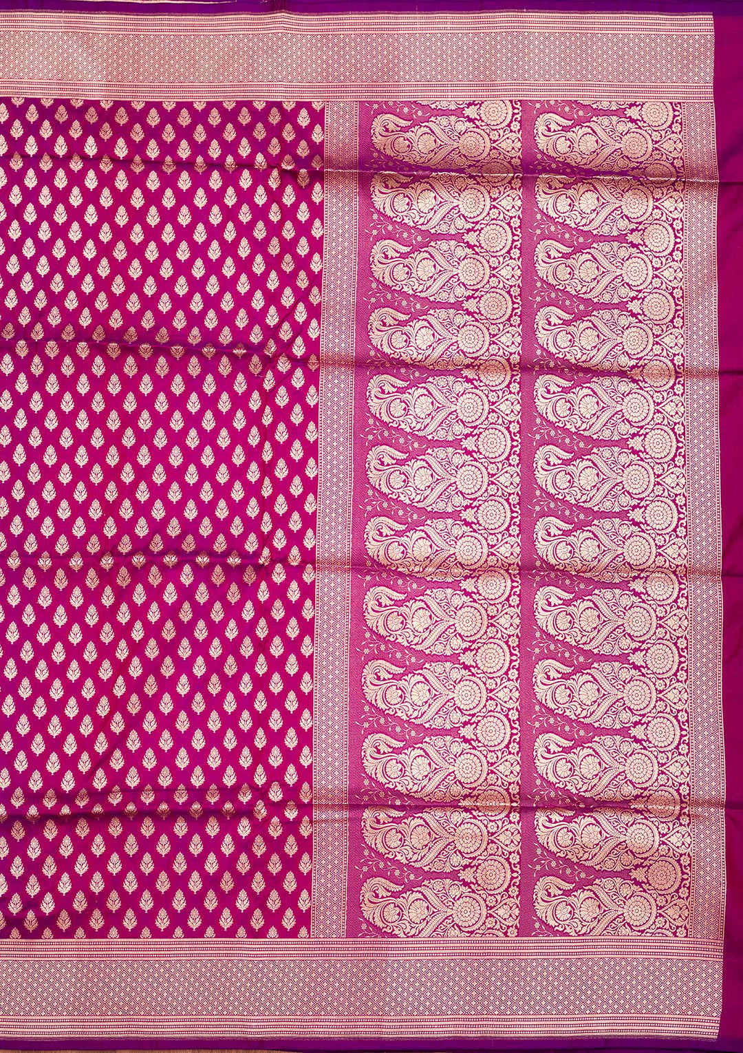 Magenta Pink Zariwork Pure Silk Saree