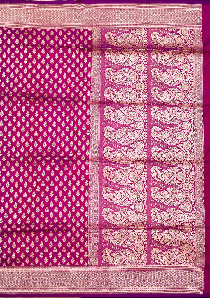 Magenta Pink Zariwork Pure Silk Saree
