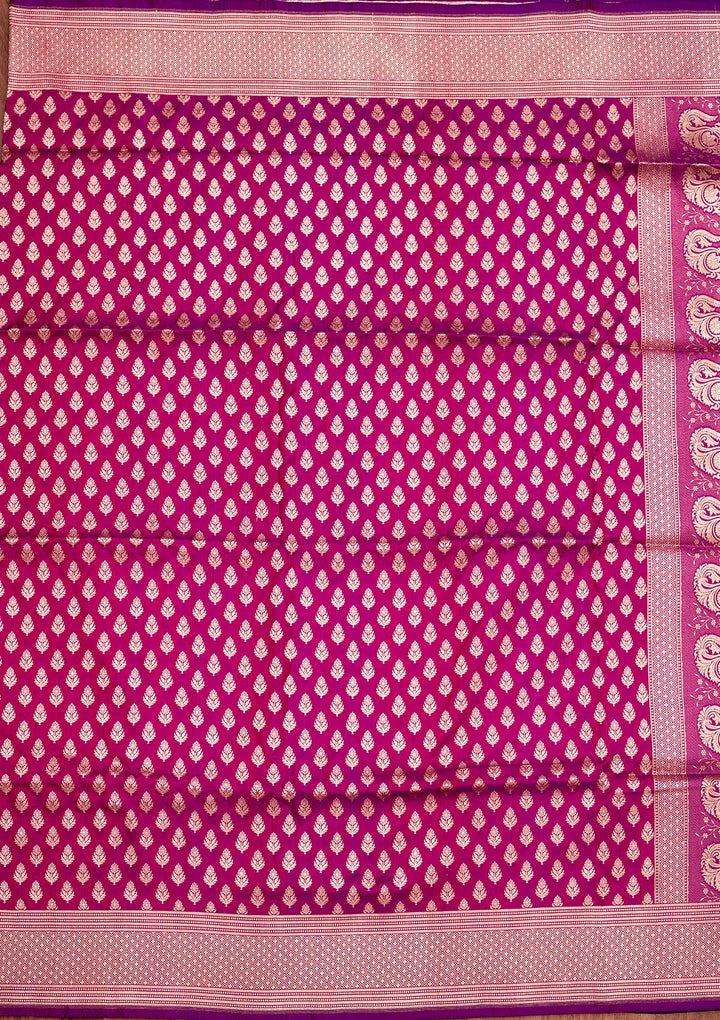 Magenta Pink Zariwork Pure Silk Saree