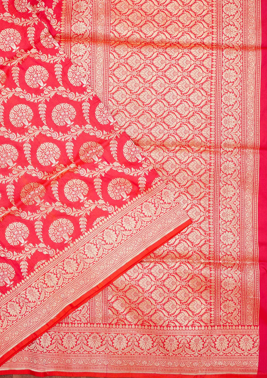 Magenta Pink Zariwork Pure Silk Saree