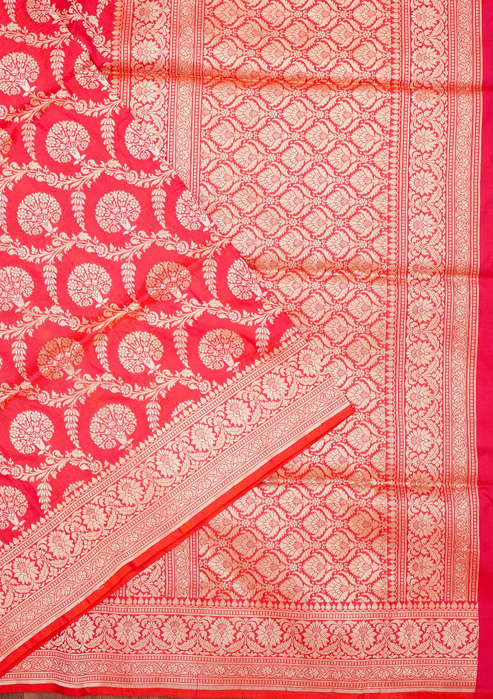 Magenta Pink Zariwork Pure Silk Saree