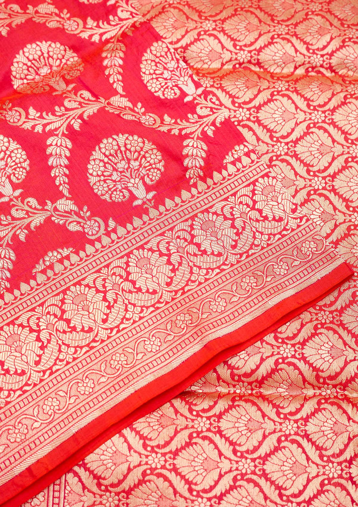 Magenta Pink Zariwork Pure Silk Saree