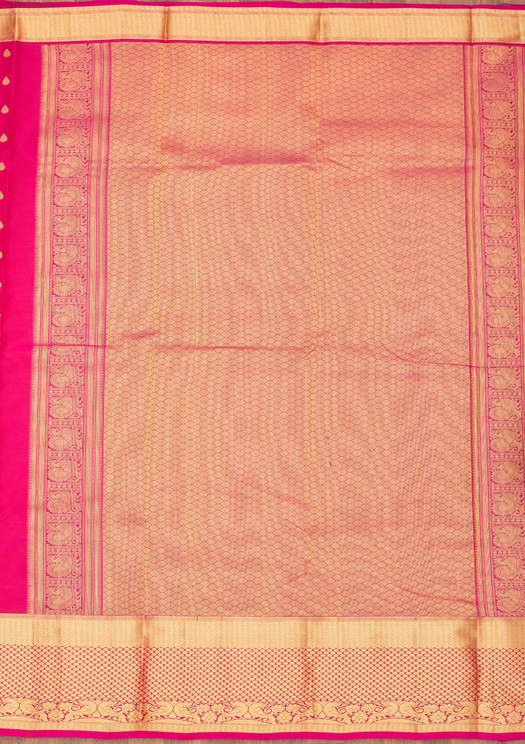 Magenta Pink Zariwork Pure Silk Saree