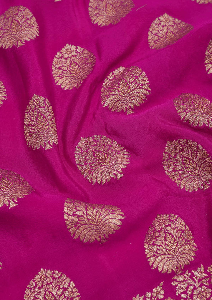 Magenta Pink Zariwork Pure Silk Saree