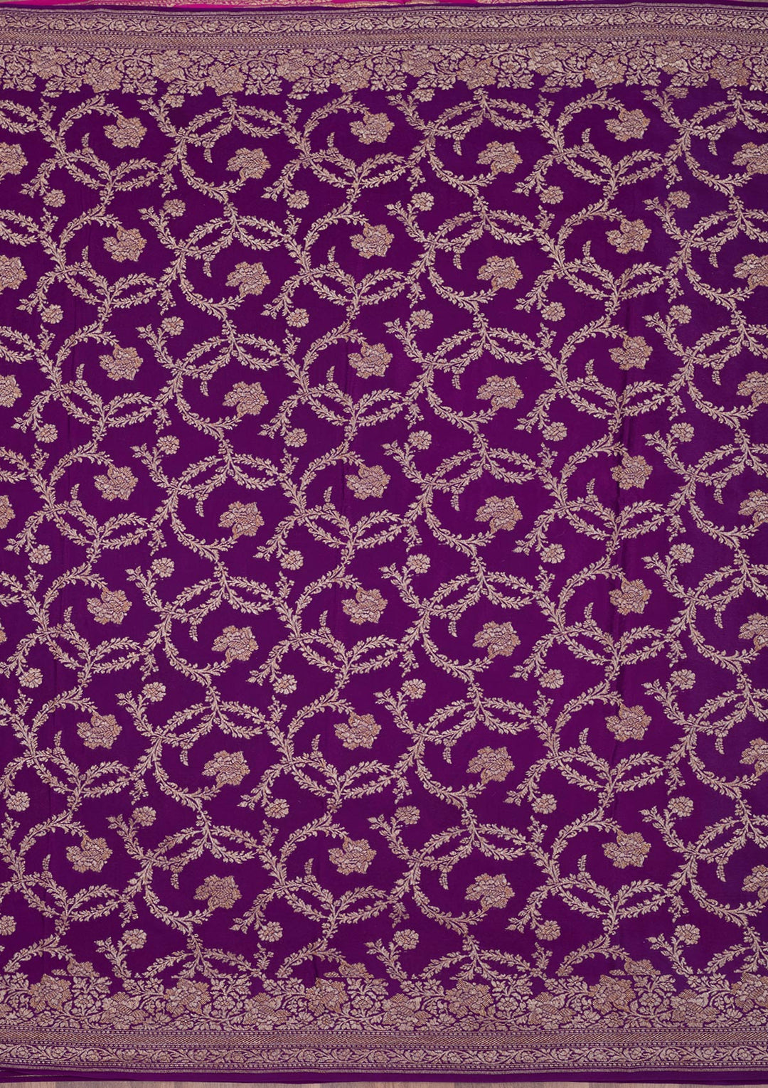 Magenta Pink Zariwork Pure Silk Saree