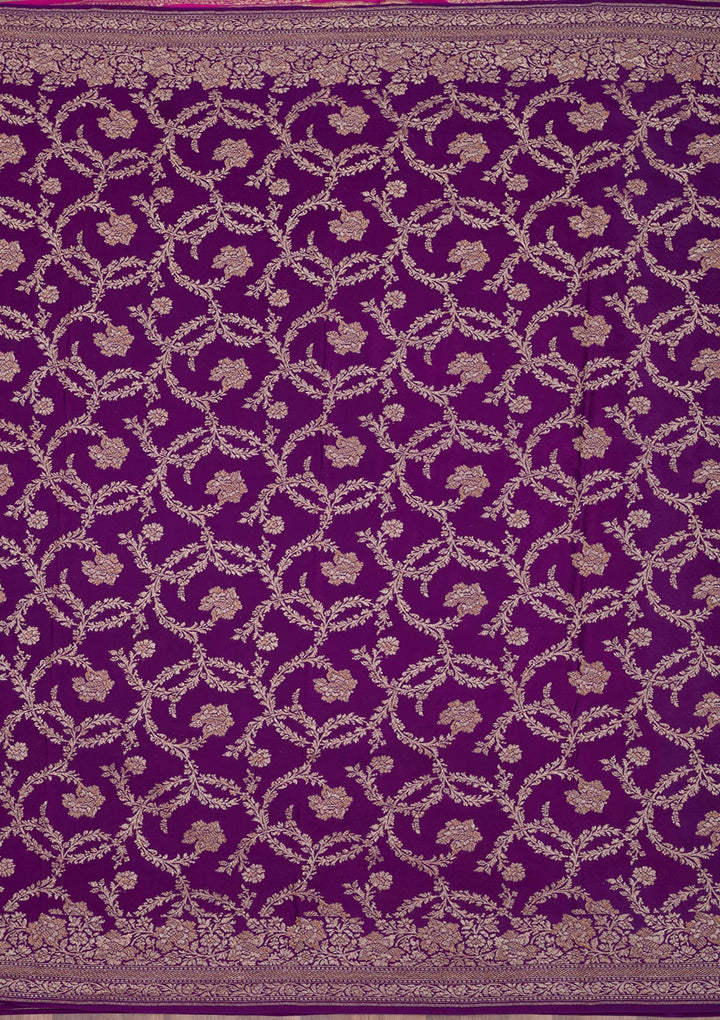 Magenta Pink Zariwork Pure Silk Saree