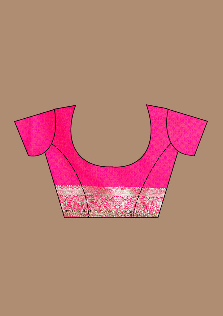 Magenta Pink Zariwork Banarasi Silk Saree