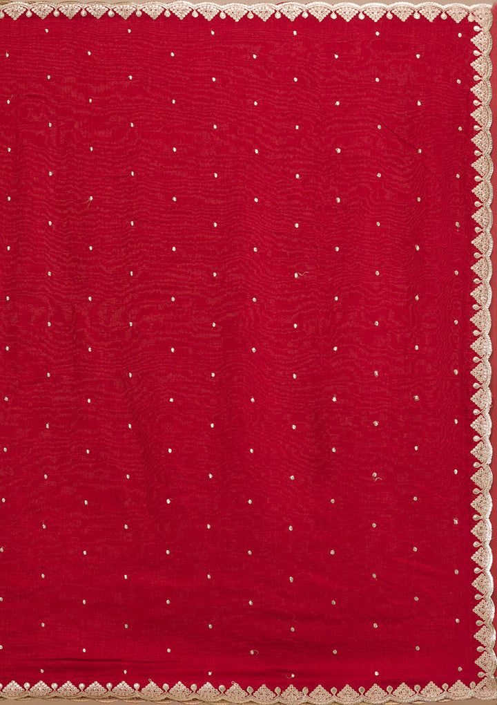 Maroon Gotapatti Raw Silk Saree
