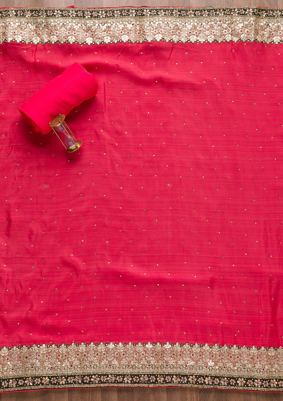 Red Gotapatti Semi Crepe Unstitched Salwar Suit