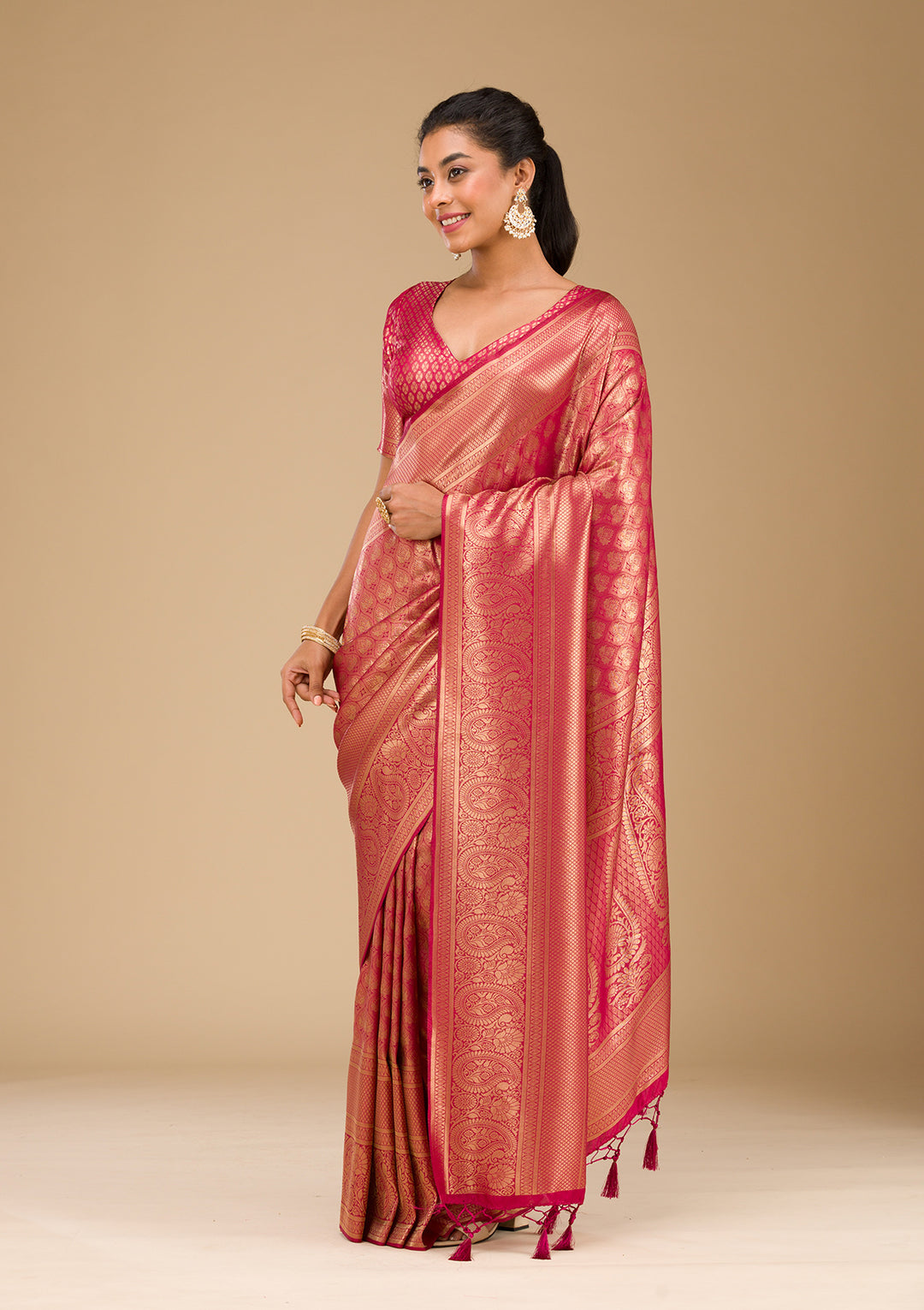 Maroon Plain Art Silk Saree
