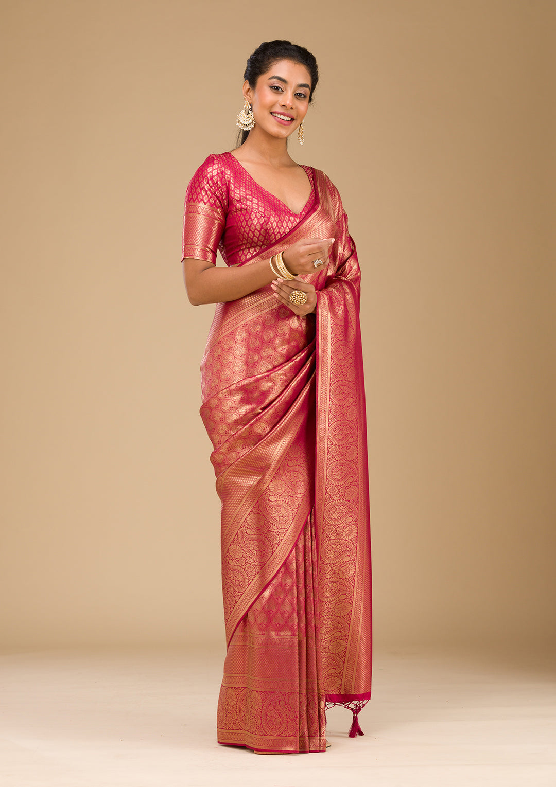 Maroon Plain Art Silk Saree