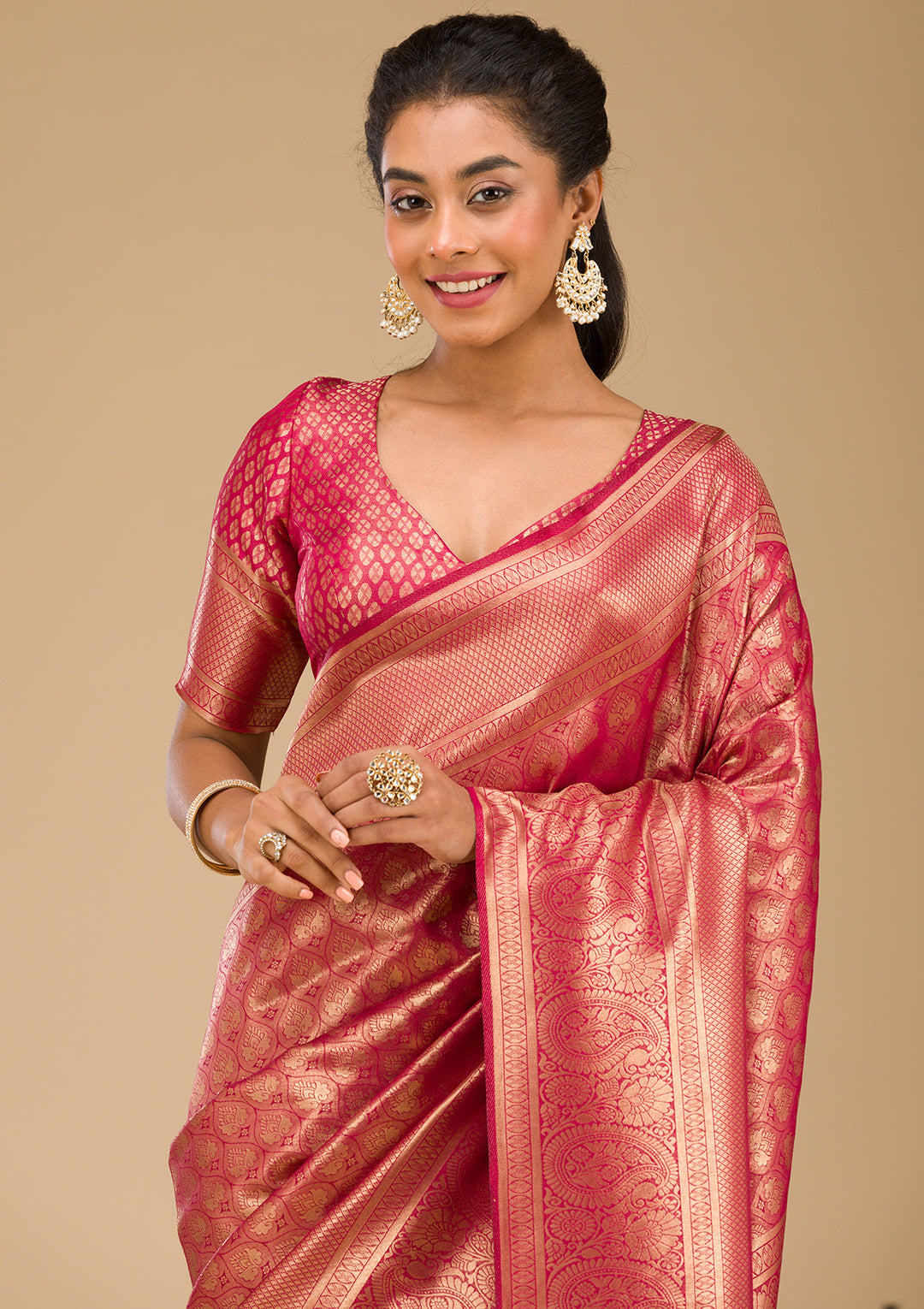 Maroon Plain Art Silk Saree
