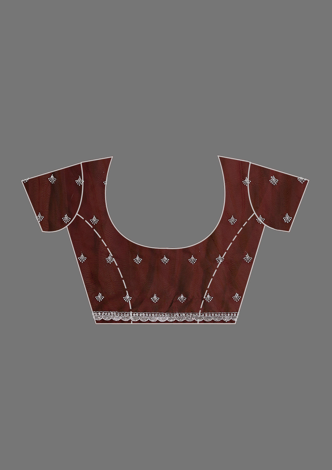 Maroon Printed Semi Crepe Saree